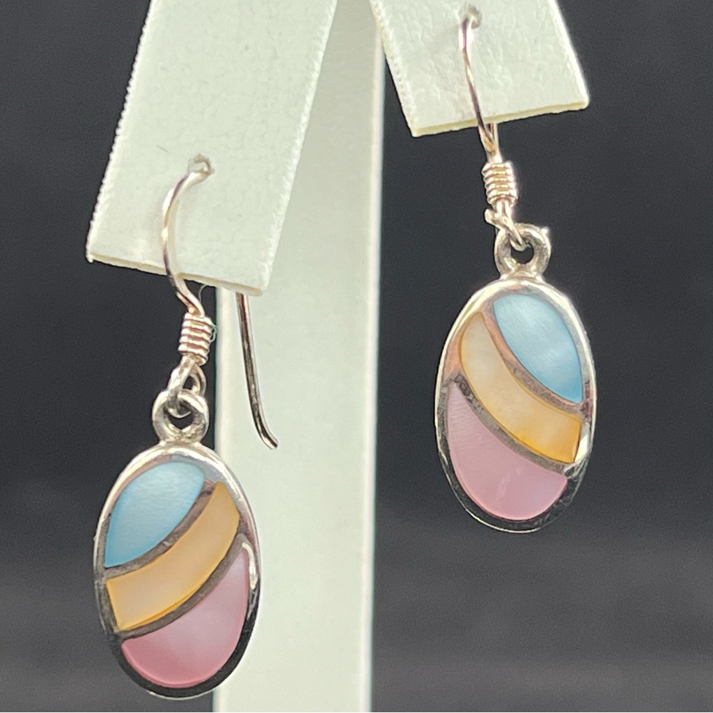 Pastel Motherofpearl Inlay Sterling Silver Earrings